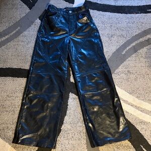 Zara Woman’s Black Faux Leather Wide-Leg Pants